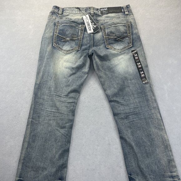 True Luck Jeans Mens Denim Bootcut Straight Fit Size 34x30 Big Stitch NEW TAGS - Picture 3 of 16